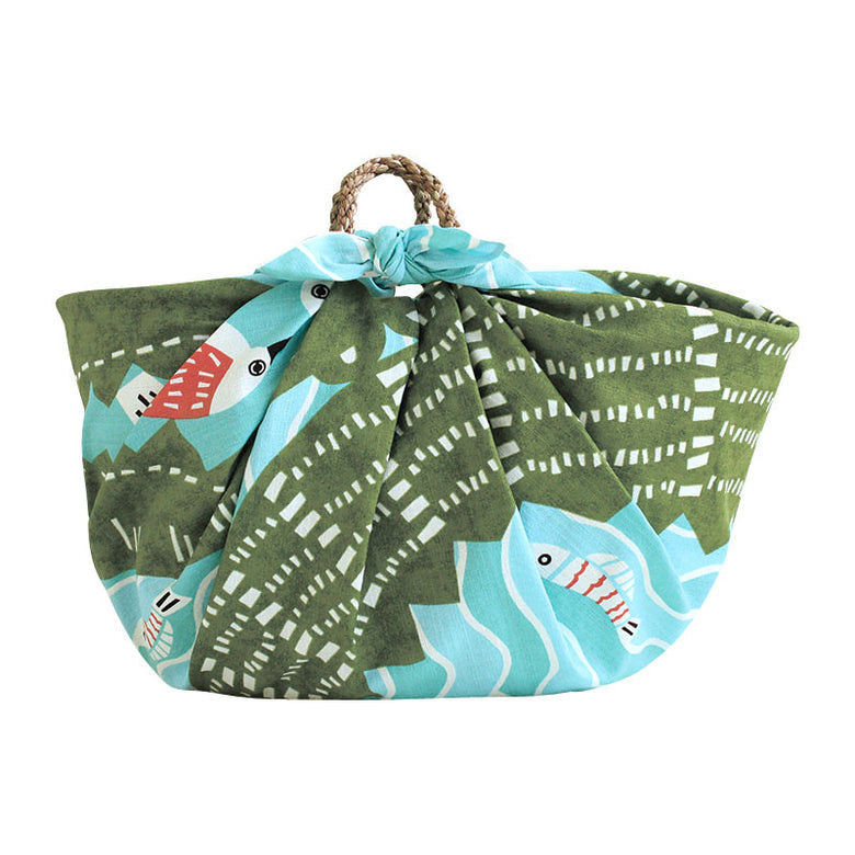 Furoshiki - Crocodile and Birds Blue