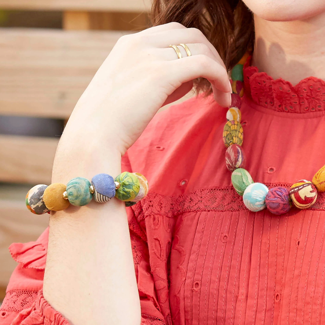 Kantha Bauble Bracelet - Multicolor - Large