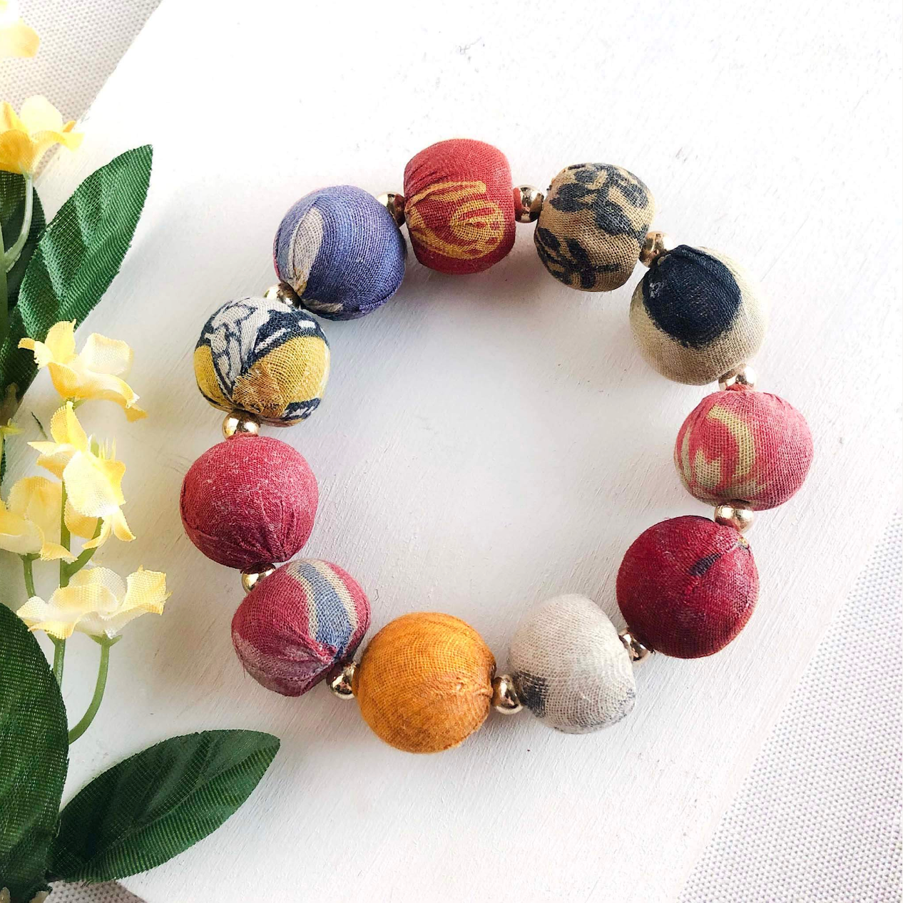 Kantha Bauble Bracelet - Multicolor - Large