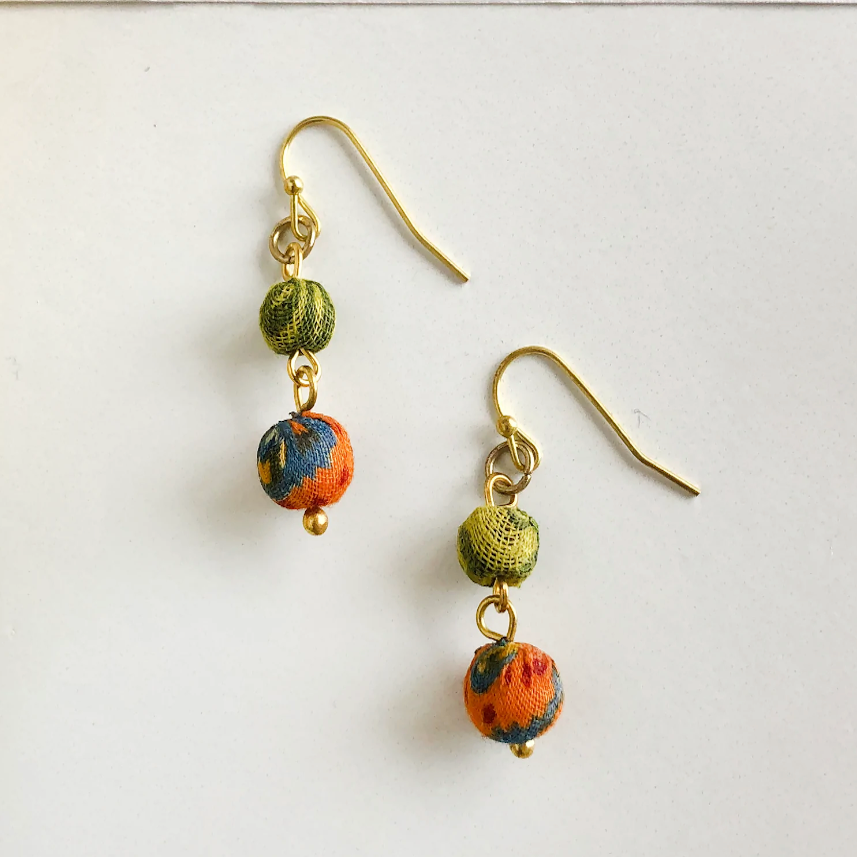 Double Drop Kantha Earrings