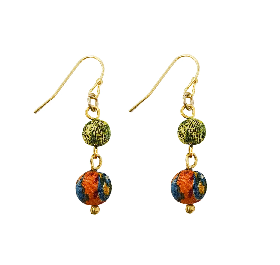 Double Drop Kantha Earrings