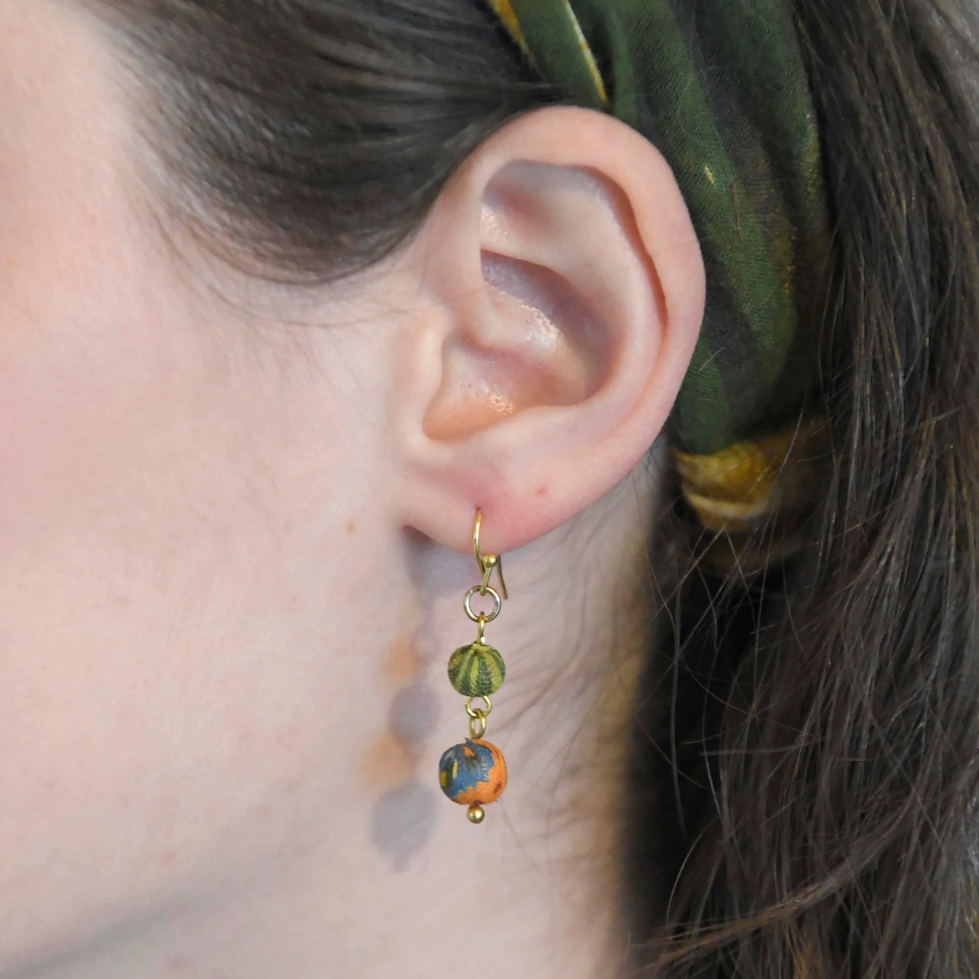 Double Drop Kantha Earrings