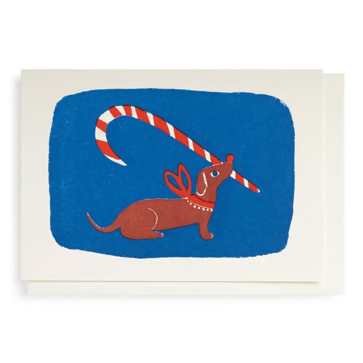 Candy Cane Dog Holiday Card