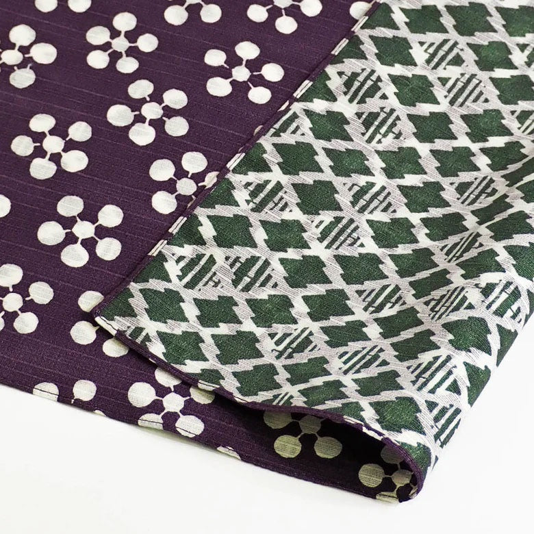 Furoshiki - Reversible Flower and Pine - Purple + Green