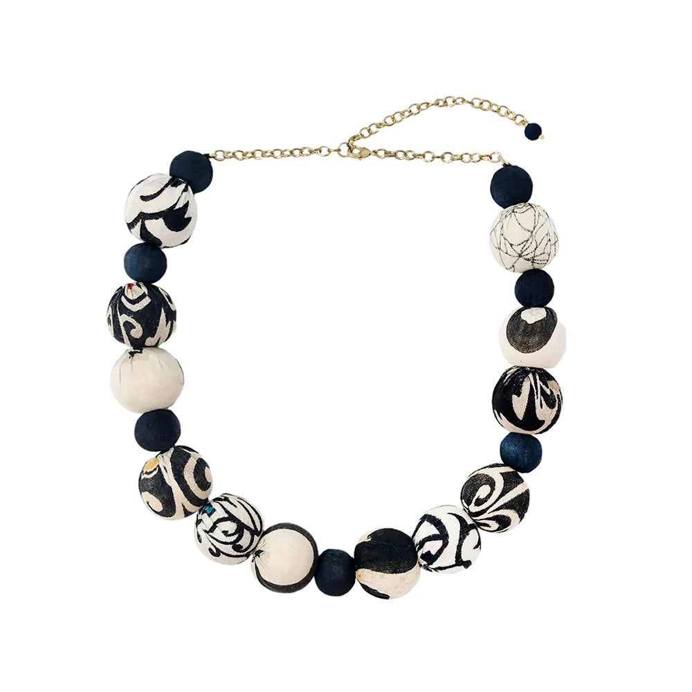 Kantha Bauble Collar Necklace - Indigo