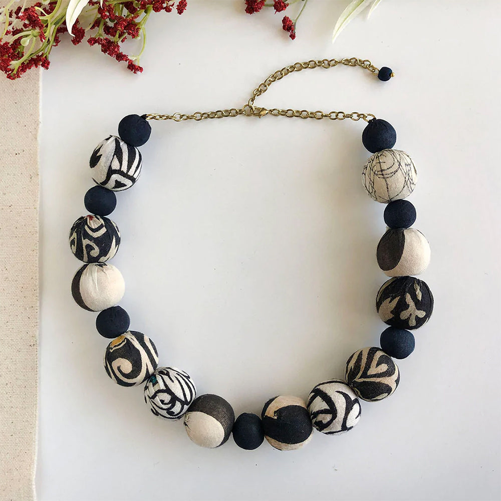 Kantha Bauble Collar Necklace - Indigo
