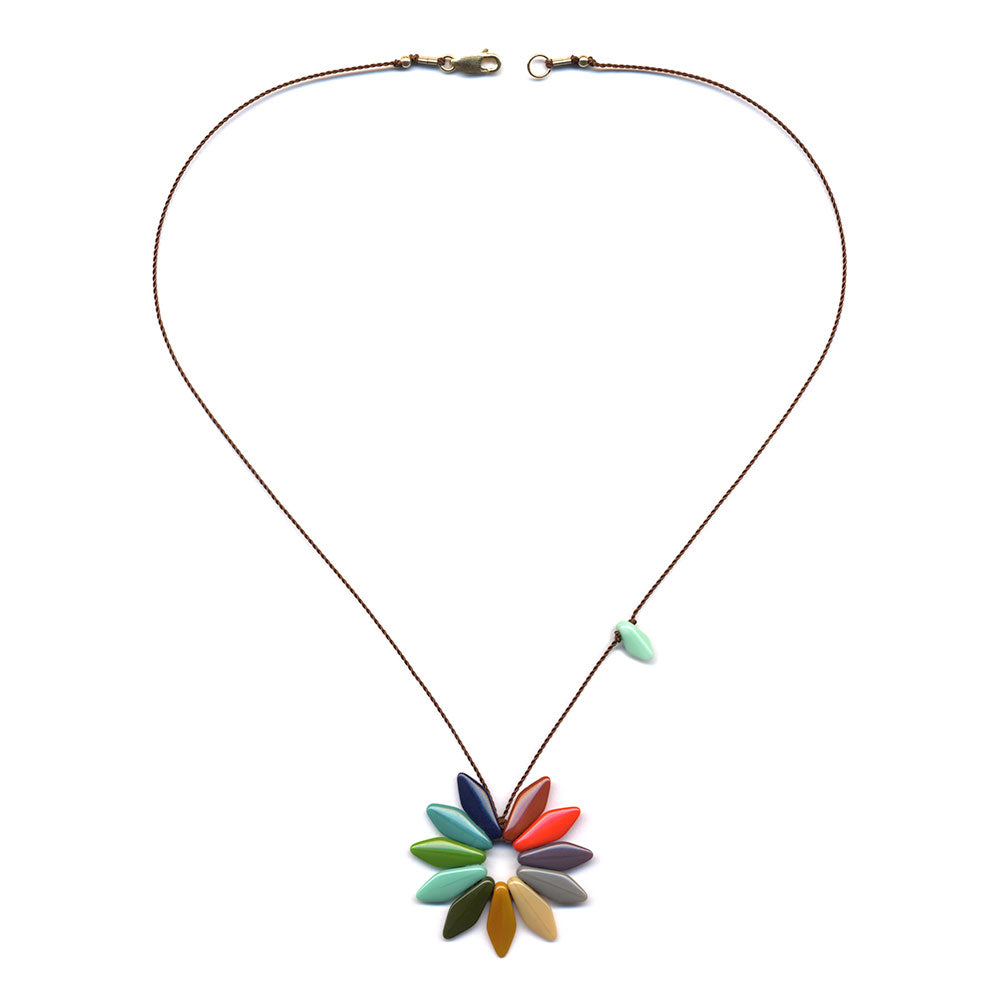Rainbow Flower Pendant Necklace by I. Ronni Kappos - Large