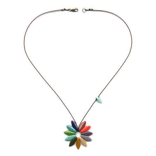 Rainbow Flower Pendant Necklace by I. Ronni Kappos - Large