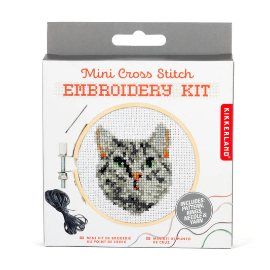 Mini Cross Stitch Embroidery Kit - Cat Face