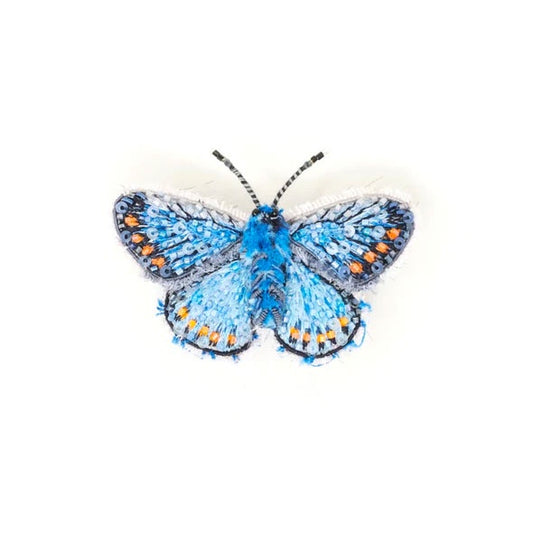 Adonis Blue Butterfly Brooch Pin