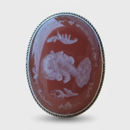 Ottoman Aqeeq Silver Signet Ring
