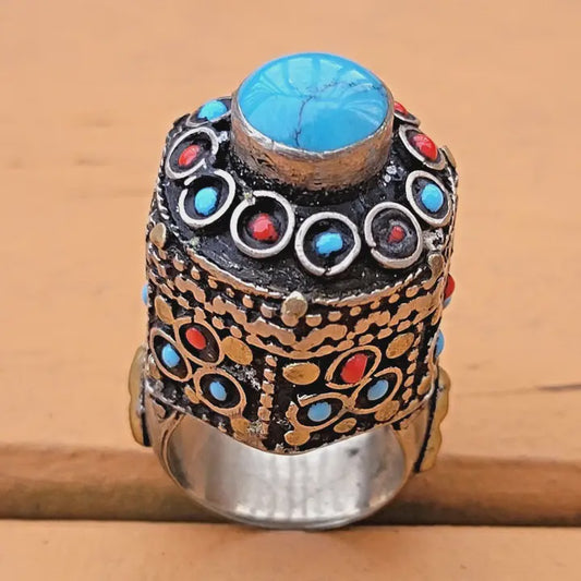 Turquoise Turkmenistan Silver Ring