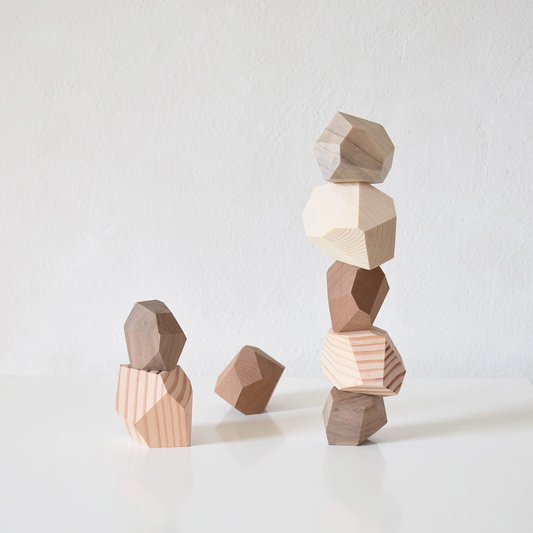 5 Color Stone Wood Blocks Puzzle