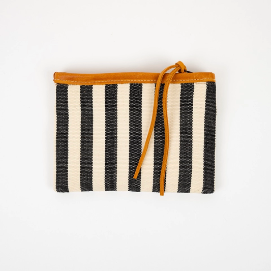 Handwoven B & W Stripe Pouch