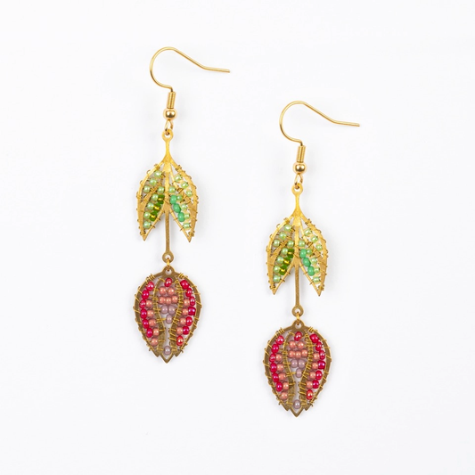 Hanging Tulips Beaded Earrings