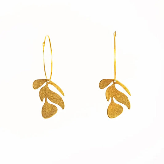 Brass Flower Hoop Earrings