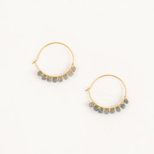 Faceted Stone Hoops