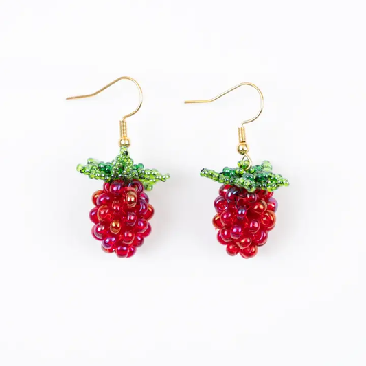 Raspberry Beaded Earrings