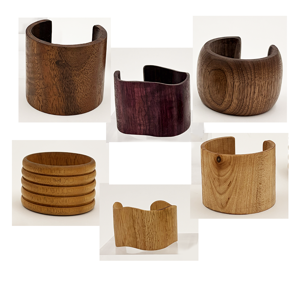 Turned Wood Cuffs by Ena Dubnoff