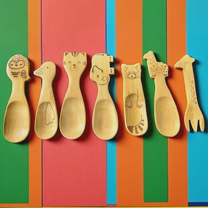 Bamboo Animal Kids Utensils