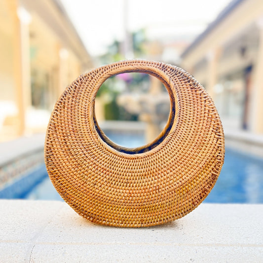 Ata Vine Handwoven Moon Handbag