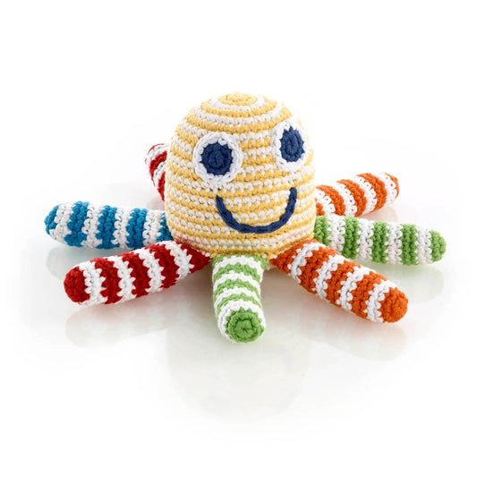 Crocheted Rainbow Octopus Baby Rattle