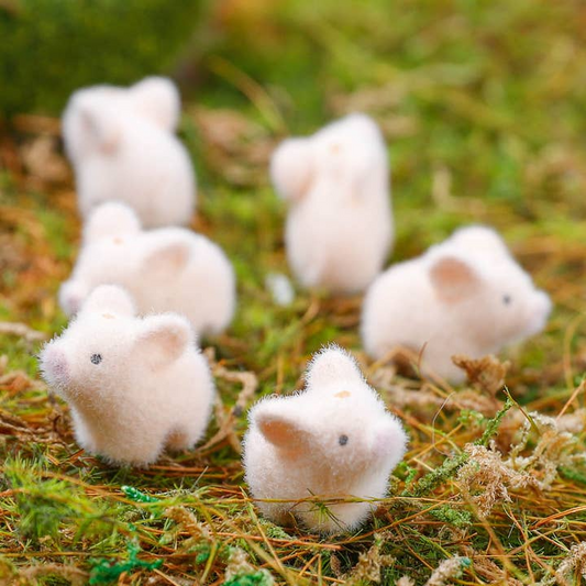 Flocked White Mini Baby Piglets