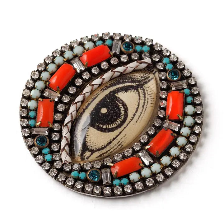 Bejeweled Color Pop Eye Brooch
