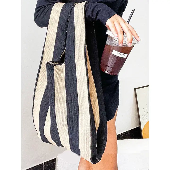 Striped Woven Tote