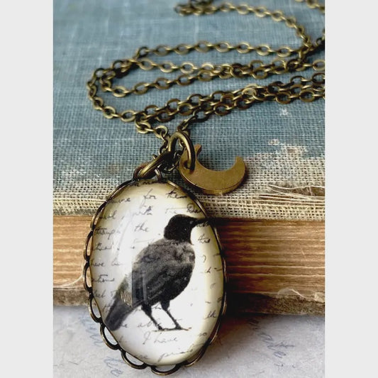Black Raven Cameo Necklace