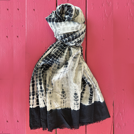Sarong Cotton Tie Dye - black+white