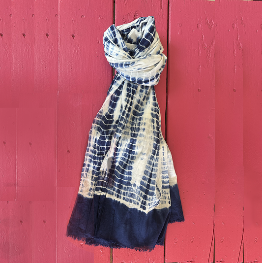 Sarong  Cotton Tie Dye - indigo+white