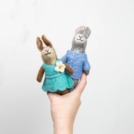 Handmade Felt Dressed Bunnies