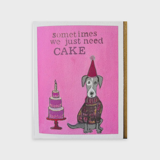 Cake! Pink Dog Card