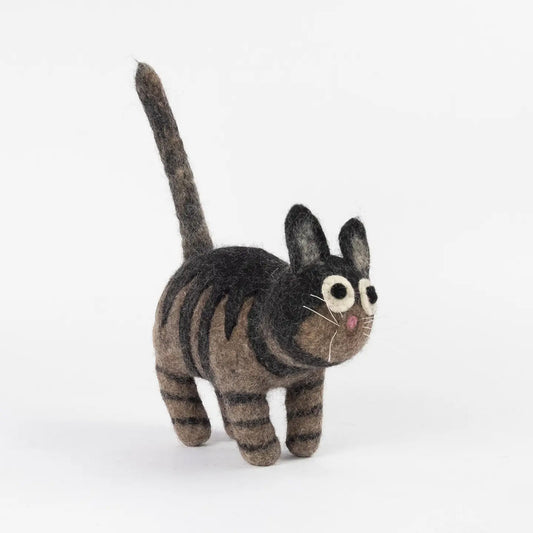 Grey Striped Felt Cats