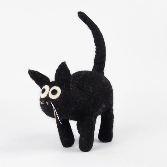 Black Felt Handmade Cat