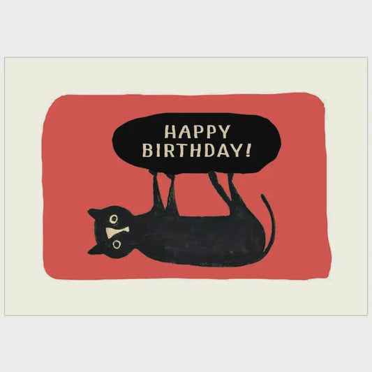 Upside Down Cat Birthday Card
