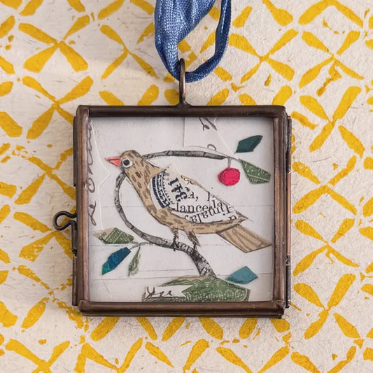 Cerise Folk Bird Art Locket