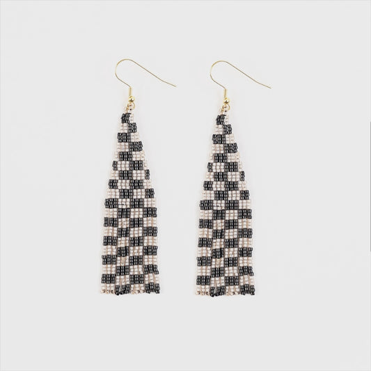 Delica Checkerboard Beaded Earrings - assorted