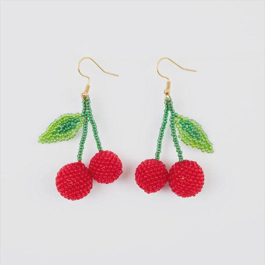 Cherry Beaded Earrings
