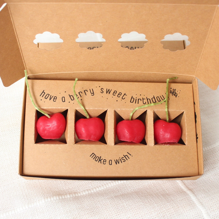 Beeswax Cherry Birthday Candles