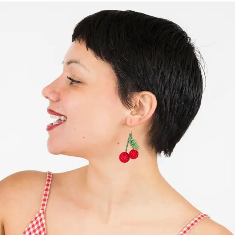 Cherry Beaded Earrings