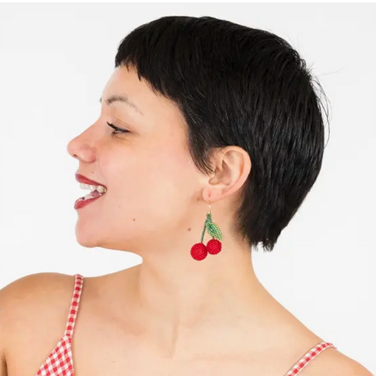 Cherry Beaded Earrings
