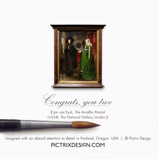 congrats you two - Arnolfini Greeting Card