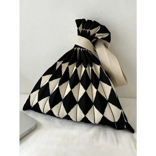 Pleated Harlequin Woven Bag