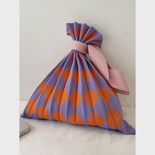 Pleated Harlequin Woven Bag