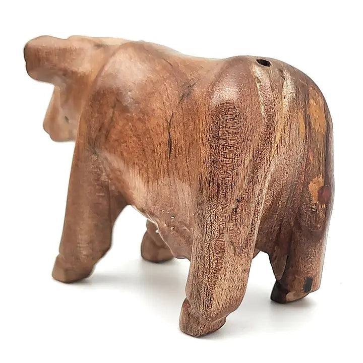 Carved Wood Mooing Cow