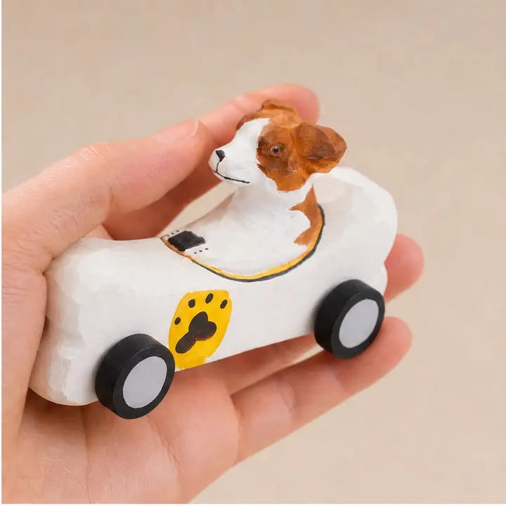Handcarved Wooden Animals in Cars