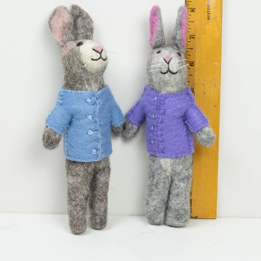Handmade Felt Dressed Bunnies