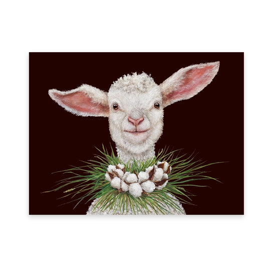 Lamb With Cotton Necklace - Card